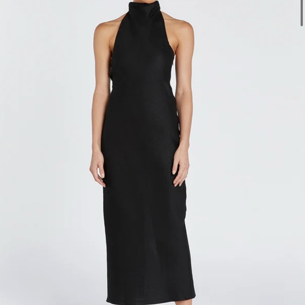 DISSH Linen Black Halter Neck Dress